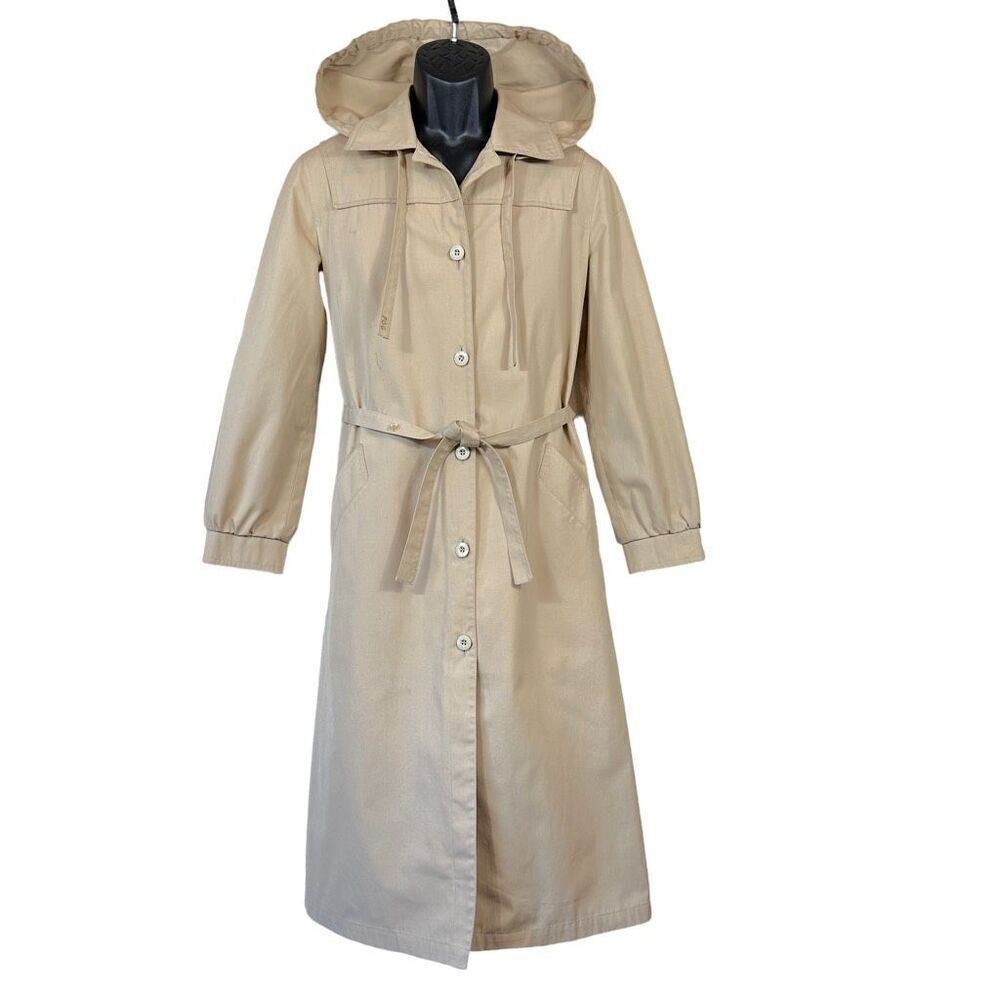 Vintage 80’s London Fog Maincoats Hooded Trench Coat Size Women’s 12R